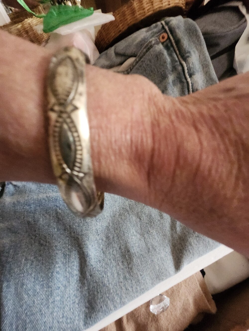 Vintage Navajo Sterling Silver Bangle Bracelet